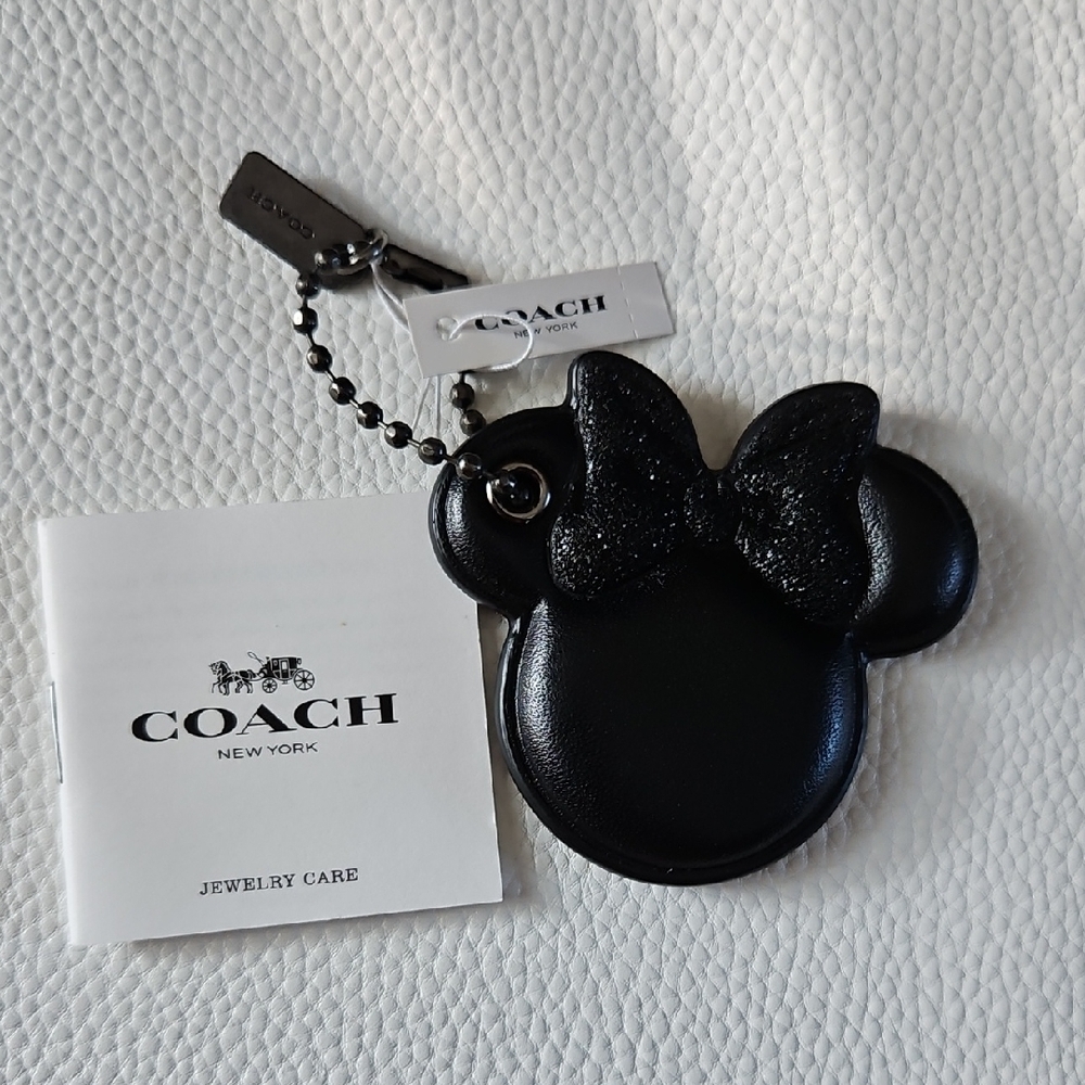 Coach Black Glitter Bow Keychain